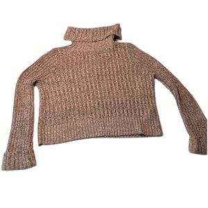 Free People Chunky Knit Marled Turtleneck Sweater Women's SZ M Cuffed Sleeves